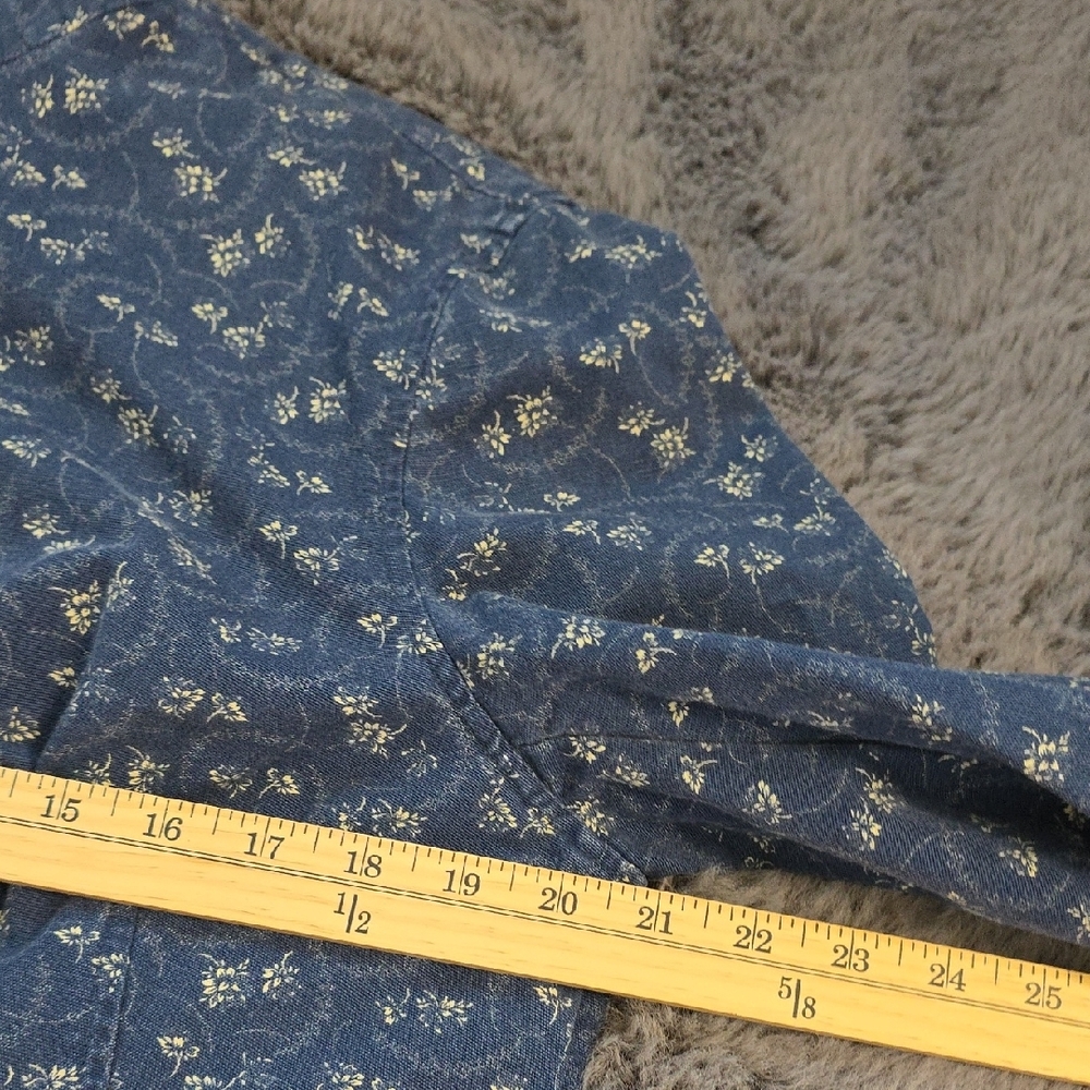 Lauren Ralph Lauren Blue Floral Jean Jacket Vintage Gold Tone Button XL - Picture 7 of 14
